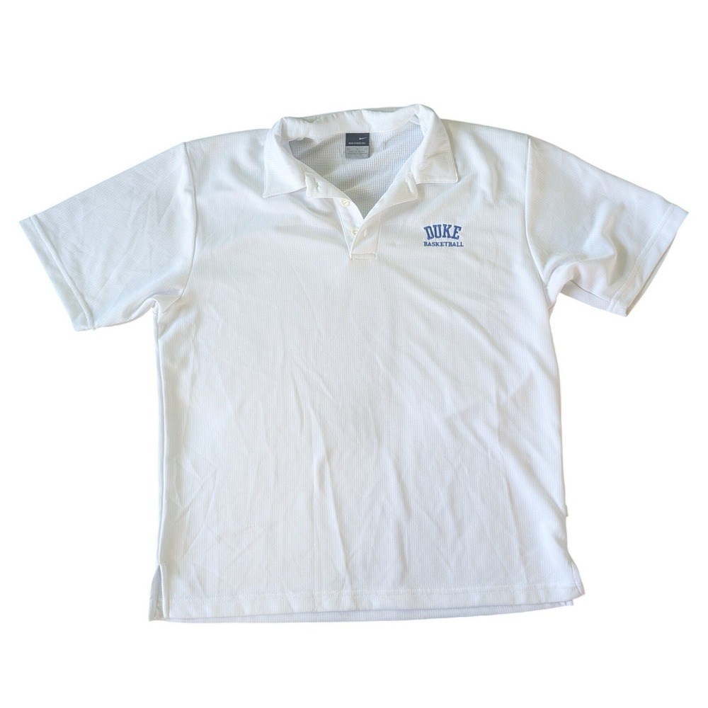 Nike Sphere Dry ACC Duke Basketball Polo Shirt Mens MED White Short Sleeve Golf